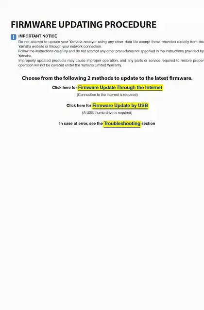 yamaha雅马哈RX-A830_RX-A730_RX-V775_RX-V675_HTR-6066_TSR-6750 Firmware Update Installation_Manual